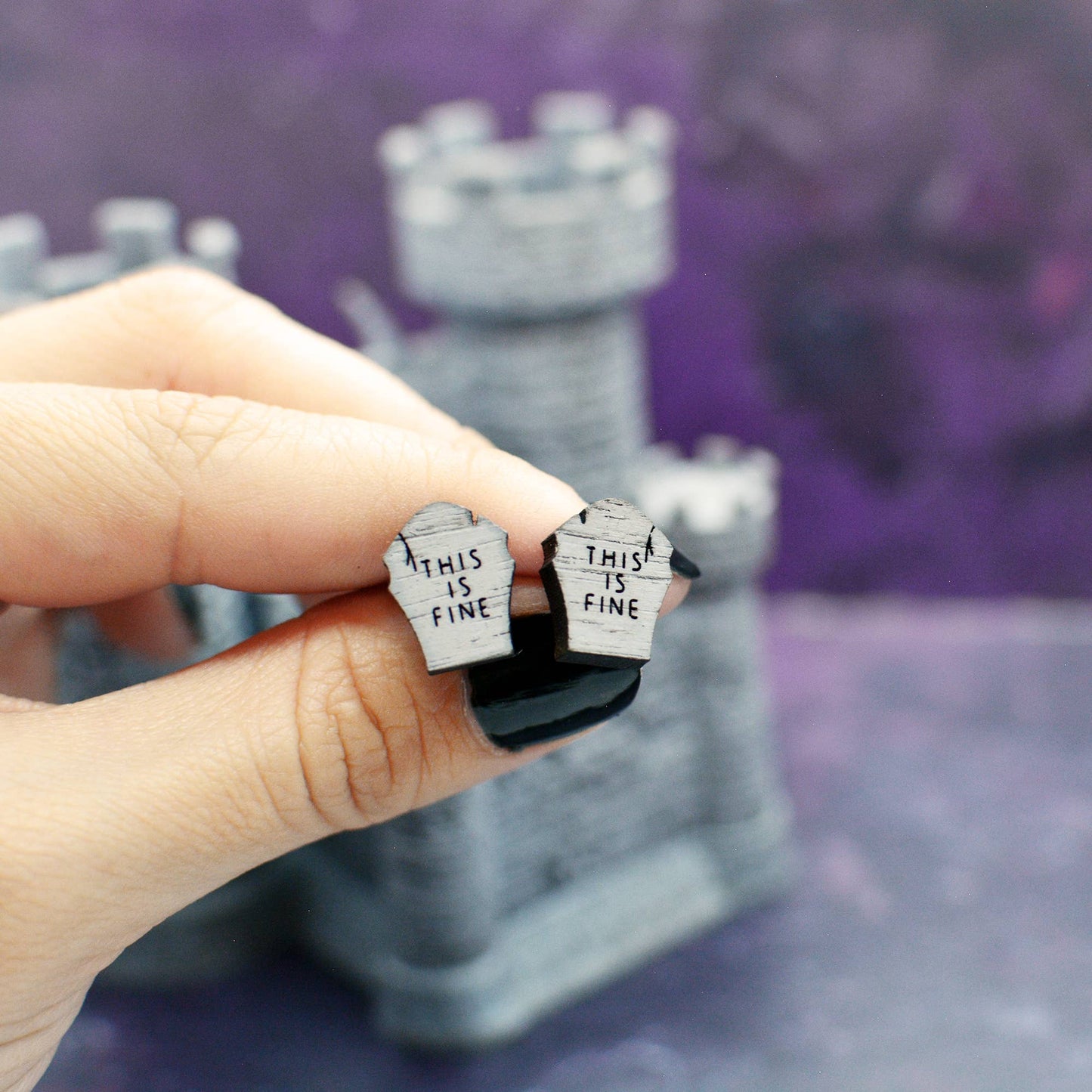 Grave Stone Stud Earrings