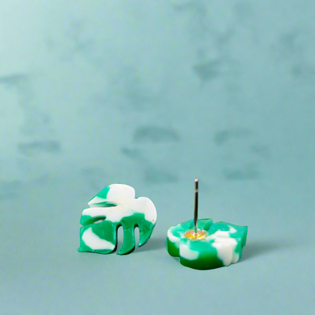 Monstera Leaf Stud Earrings