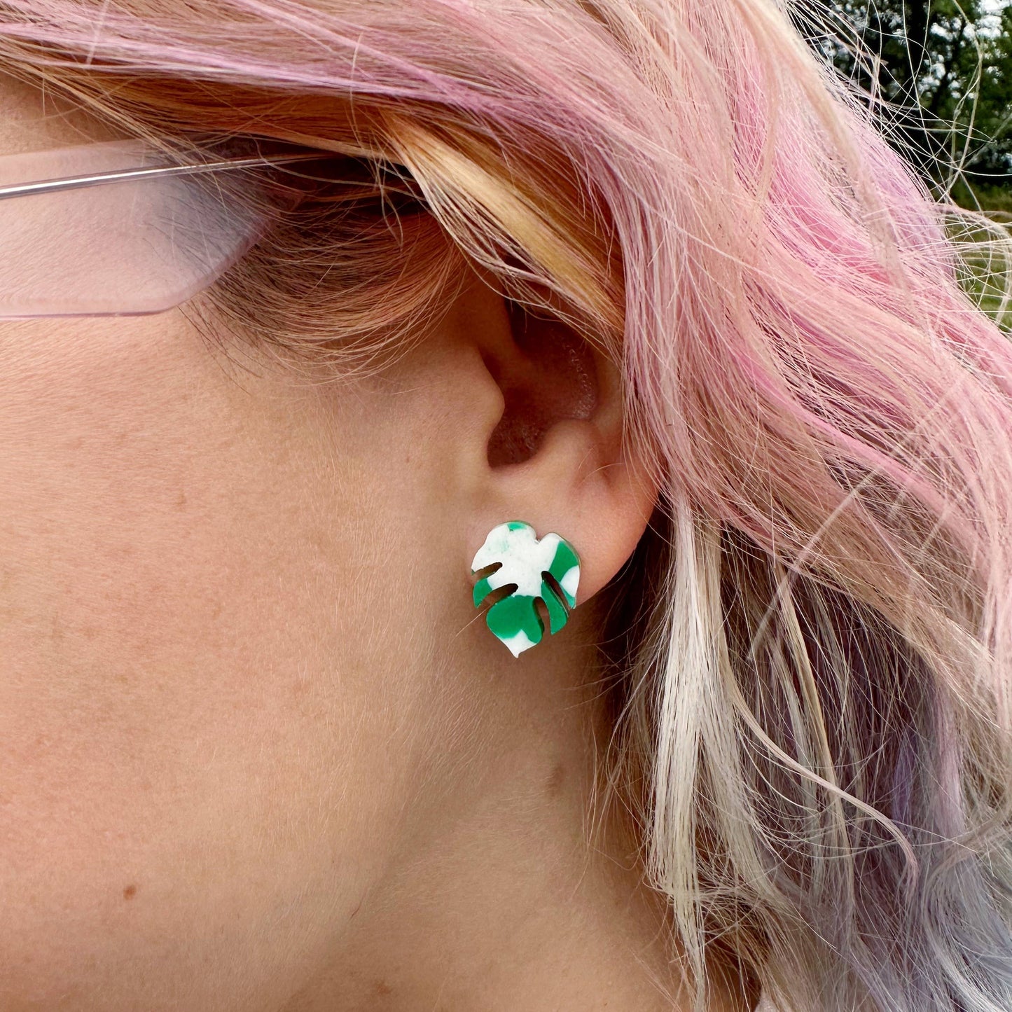 Monstera Leaf Stud Earrings